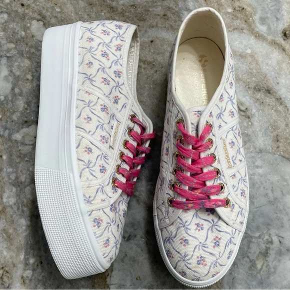 Superga X LoveShackFancy Floral Print Chunky Platform Sneakers - Picture 1 of 15